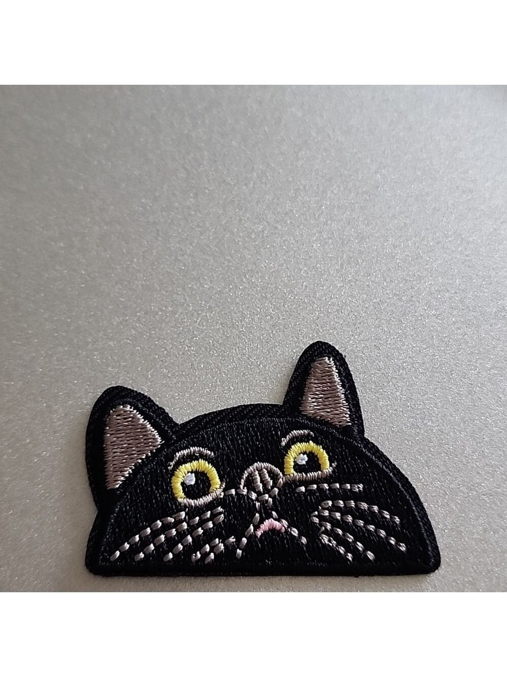 Peekaboo Black Cat  Iron on Patch